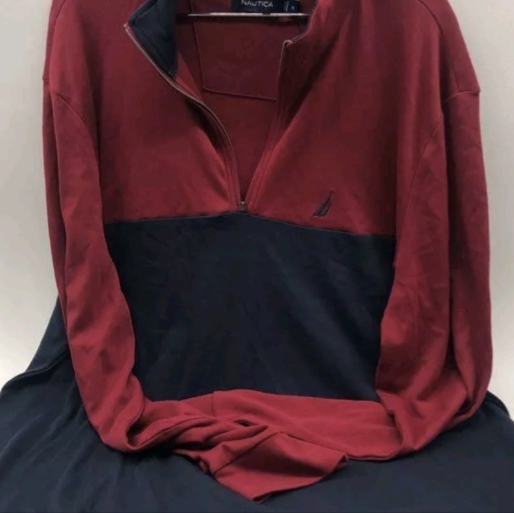 Nautica Colorblock Red and Navy Quarter-Zip Sweater - Size XL NWT MSRP $64.50 - Picture 3 of 6